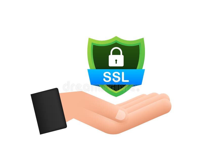 Secure connection icon vector illustration isolated on white background, flat style secured ssl shield symbols on hand. vector illustration