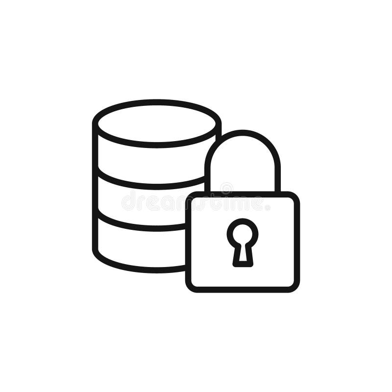 Secure Data base icon logo sign vector outline royalty free illustration