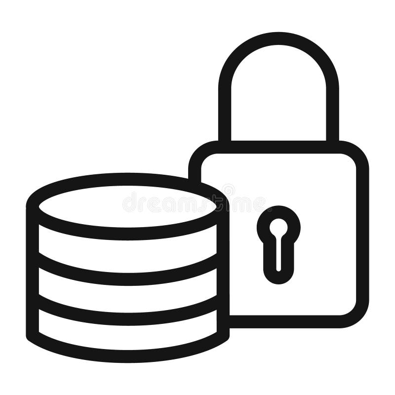 Secure Data base icon mark in filled style royalty free illustration