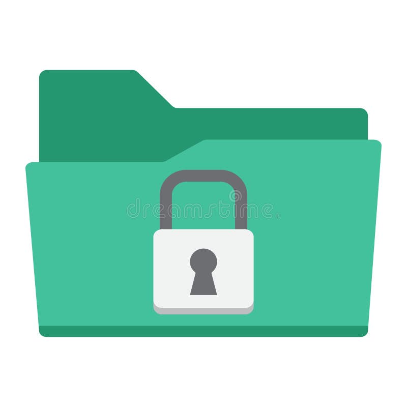 Secure data folder flat icon, security padlock royalty free illustration