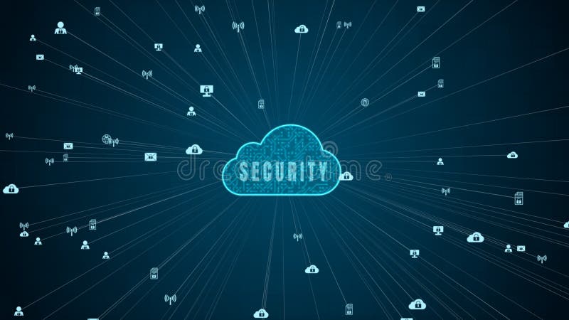 Secure Data Network Digital Cloud Computing Cyber Security Concept vector illustration
