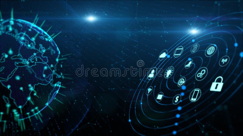Secure Data Network Digital Data Cyber Security Digital Cyberspace Concept. Earth Element Furnished by Nasa stock illustration