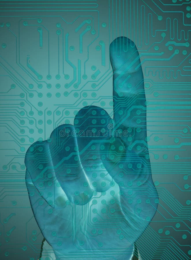 Secure data by touch screen, future technology stock illustration