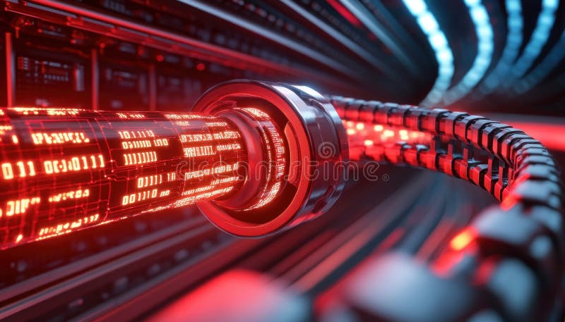 Secure Digital Transformation Optimizing Cybersecurity with a Glowing Data Connection Framework This image showcases a powerful vector illustration