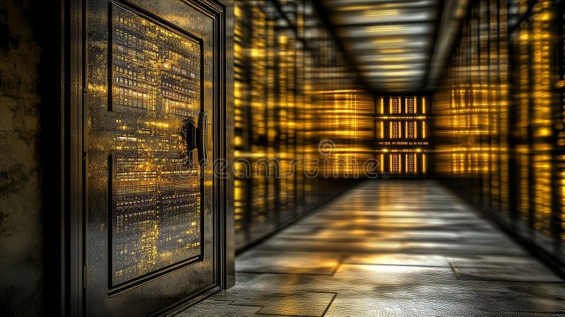 A secure digital vault with a robust lock, highlighting sophisticated technology and encryption royalty free stock photo