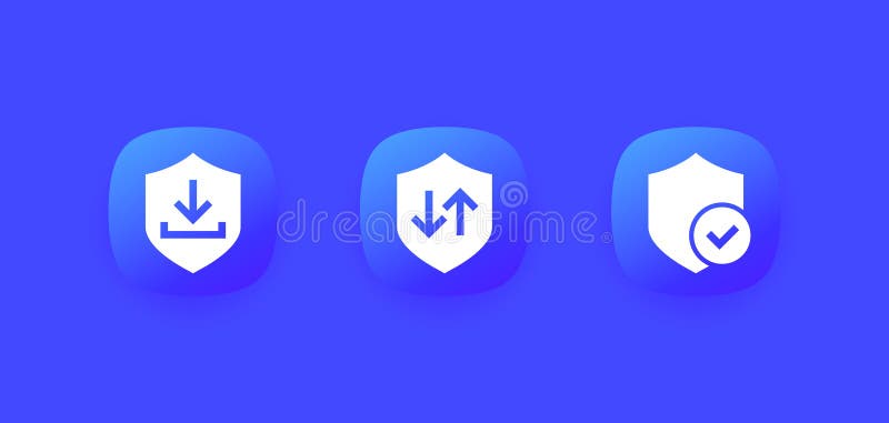 Secure download and upload icons for apps and web vector illustration