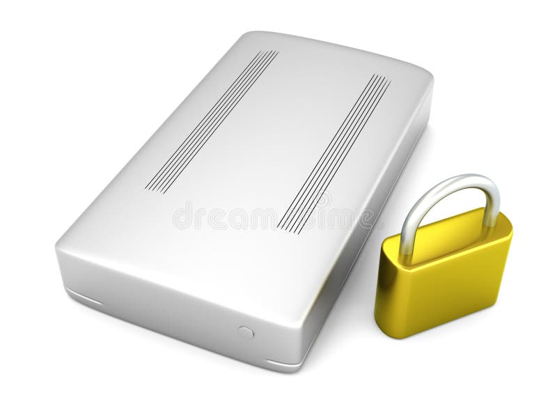 Secure external Hard Drive stock illustration. Illustration of memory