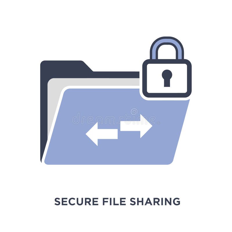 Secure File Sharing Icon Blue Folder Arrows Lock image stock illustration