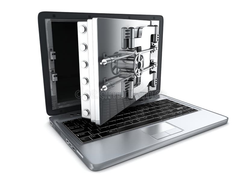 Secure laptop stock illustration. Illustration of chain 17117799