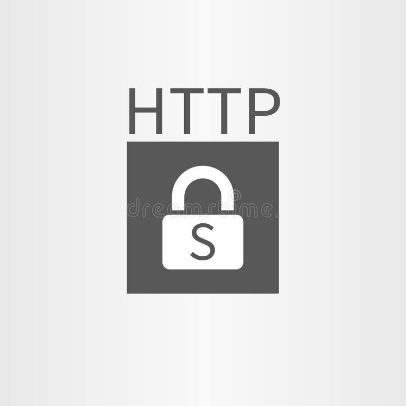 Secure online connection icon and http text line icon isolated vector illustration