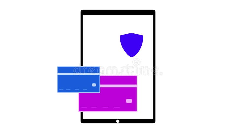Secure online payments visual representation of credit card transactions and digital payment safety on a tablet. Credit card royalty free illustration