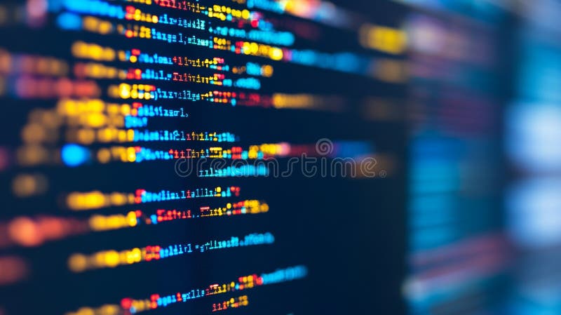 Secure Software Development Code in Blurry Close-Up Cybersecurity and Programming Concept royalty free illustration