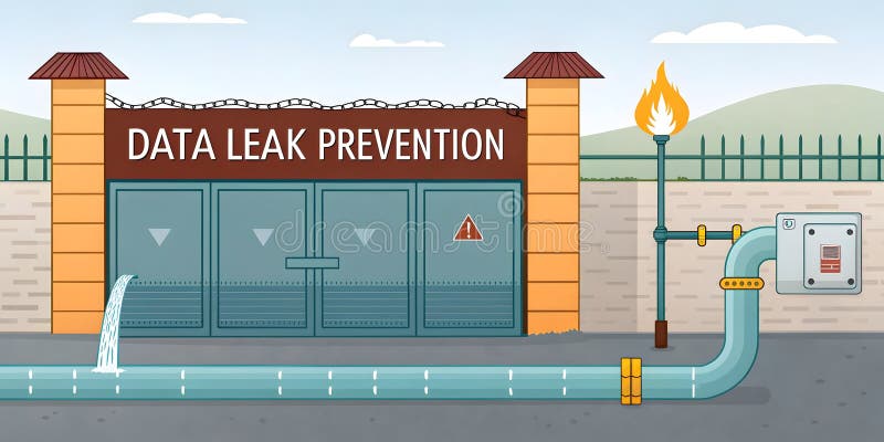 Secure Your Data: Preventing Leaks with Robust Systems. Protect sensitive information stock illustration