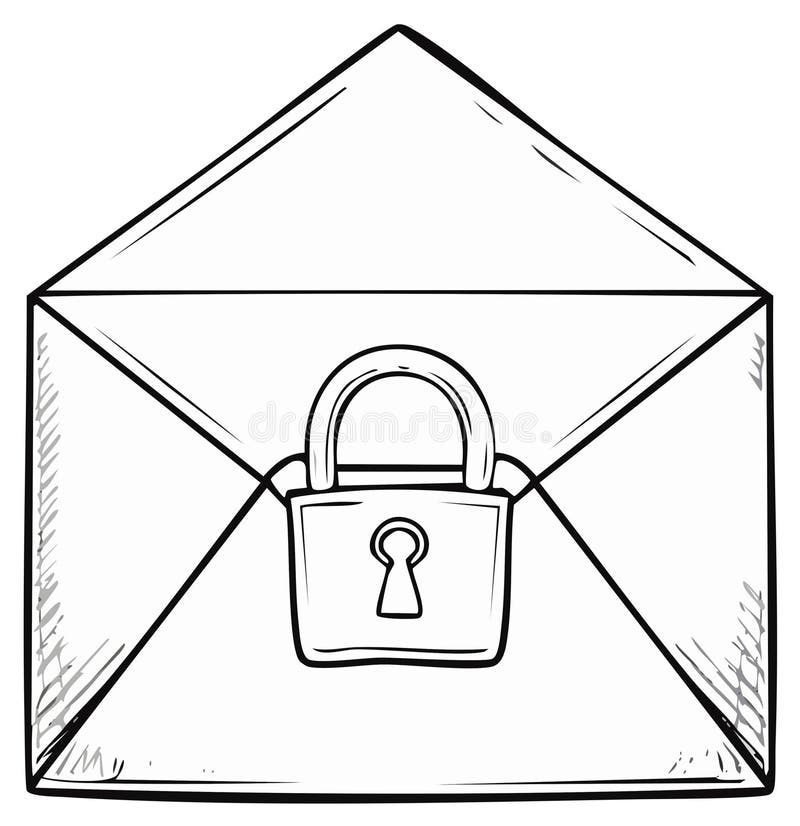 Secured Email Envelope Illustration Lock for Data Protection Privacy vector illustration