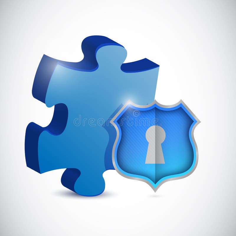 Protection Concept Shield Keyhole Puzzle Stock Illustrations 3