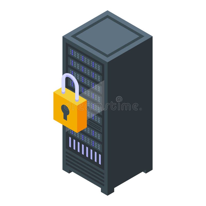Secured server icon isometric vector. Vpn network vector illustration
