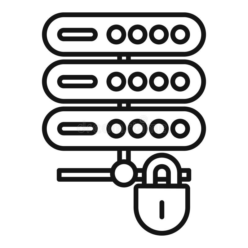Secured server icon outline vector. Cipher data vector illustration