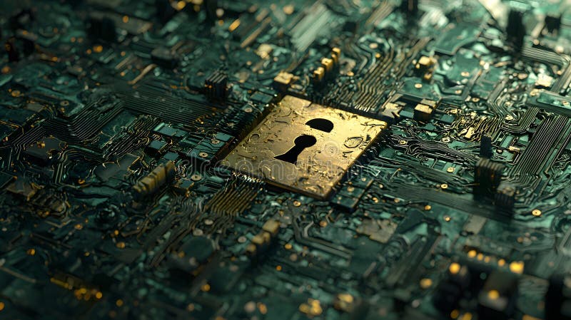 Securing data digital landscape graphic design futuristic environment close-up view cybersecurity concept royalty free illustration