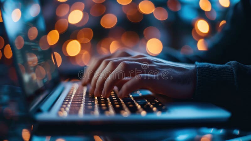 Securing Data on Laptop with Digital Padlock - vector illustration.