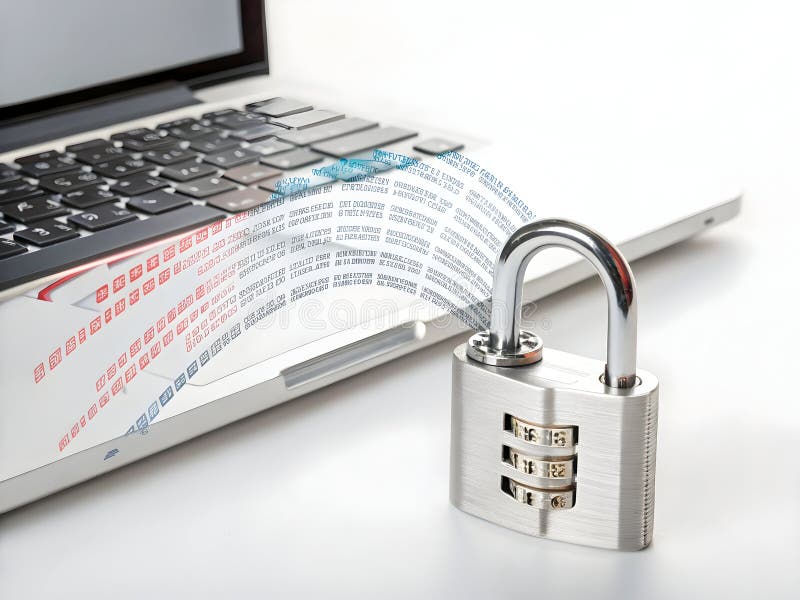 Securing Data on Laptop with Padlock for Online Safety vector illustration