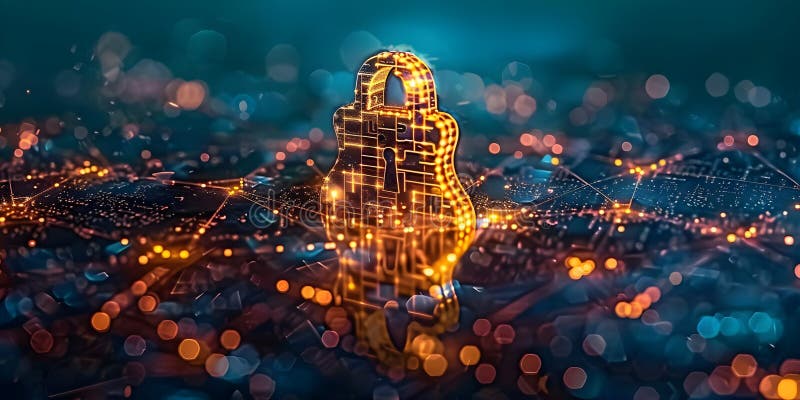 Securing Data Packets for Safe Transfer in a Protected Network Using Encrypted Protocols. Concept stock illustration