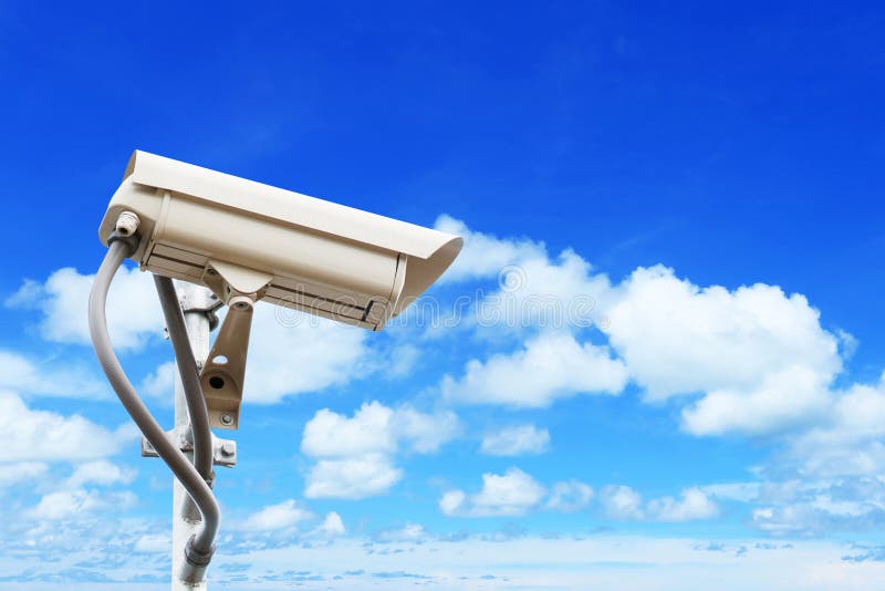 Security Camera on Blue Sky Stock Image Image of exterior, security