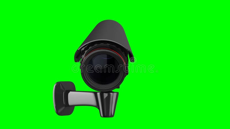 Security camera on green background. Isolated 3D render