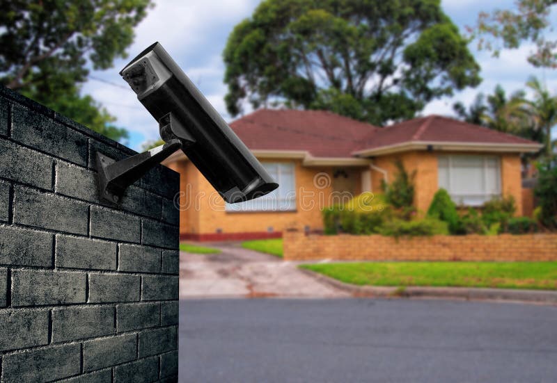 Security camera with house stock image. Image of property 109047283