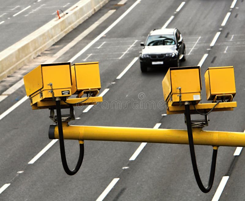 Security camera overlooking traffic stock photo