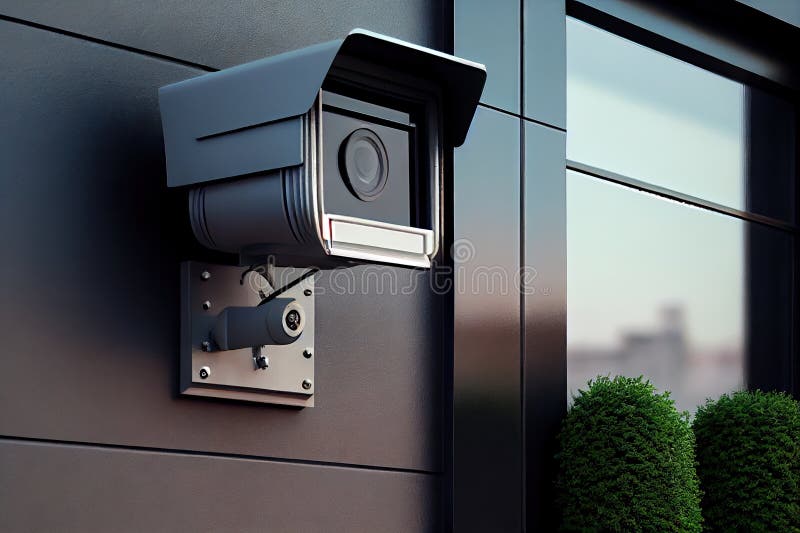 Security Camera Recording, Monitoring Entrance of Office Building Stock Photo Image of