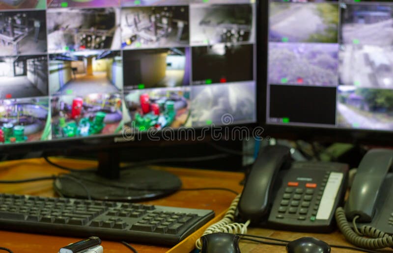 Security cameras on lcd tv stock image. Image of camera 183983079