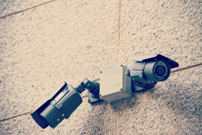 Security cameras in vintage tone. Old cctv monitor stock images, royalty-free photos and pictures