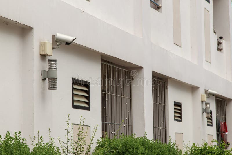Security Cameras on the Wall Stock Image Image of private, street