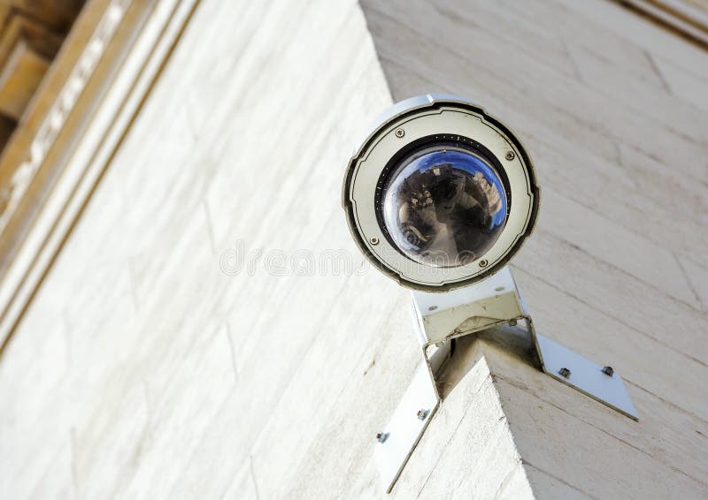 Security CCTV camera or surveillance system fixed on old construction wall. Old cctv monitor stock images, royalty-free photos and pictures