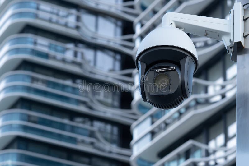 Security CCTV Camera or Surveillance System in Office Building. Stock