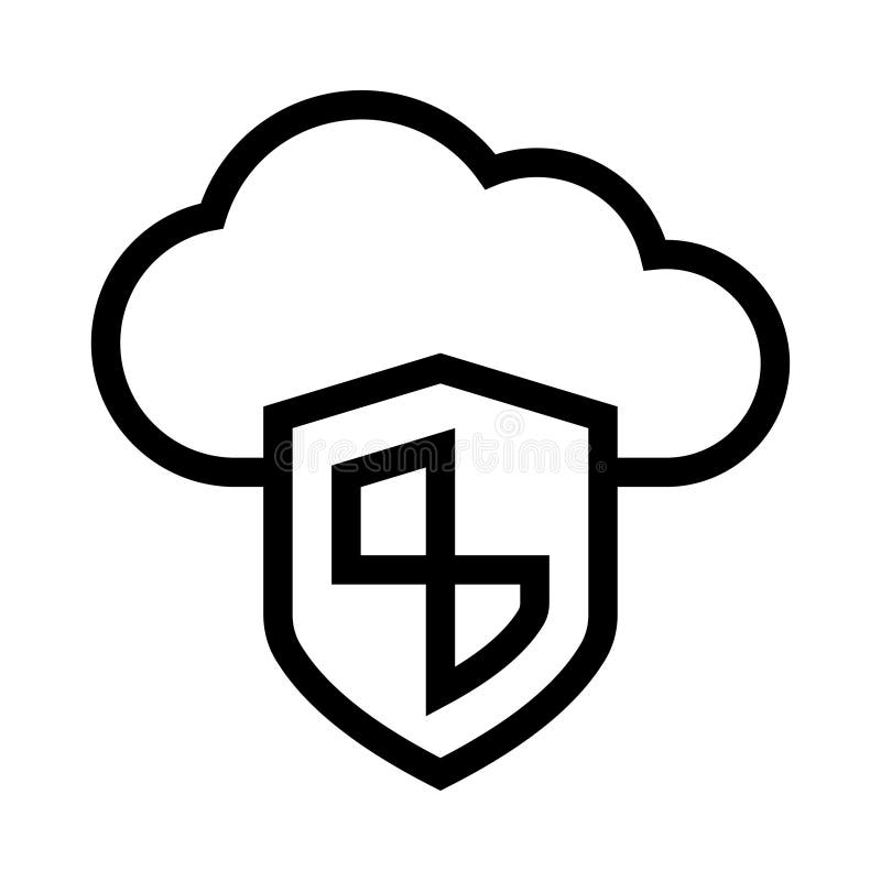Security cloud vector line icon vector illustration