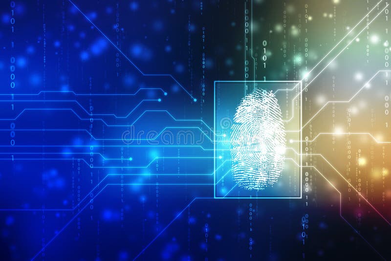 Security concept: fingerprint Scanning on digital screen. cyber security Concept royalty free illustration Security concept: fingerprint Scanning on digital screen. cyber security Concept royalty free illustration