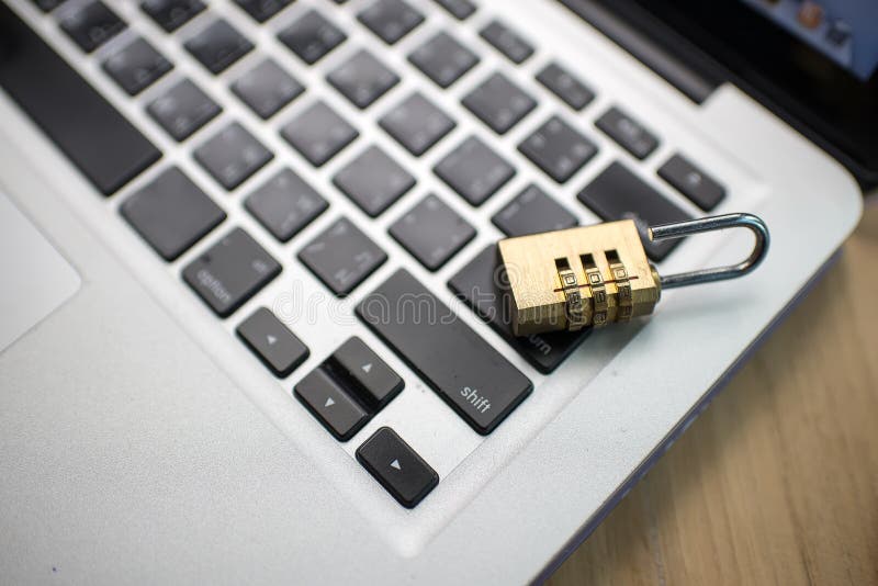 Security concept,open padlock on keyboard stock images
