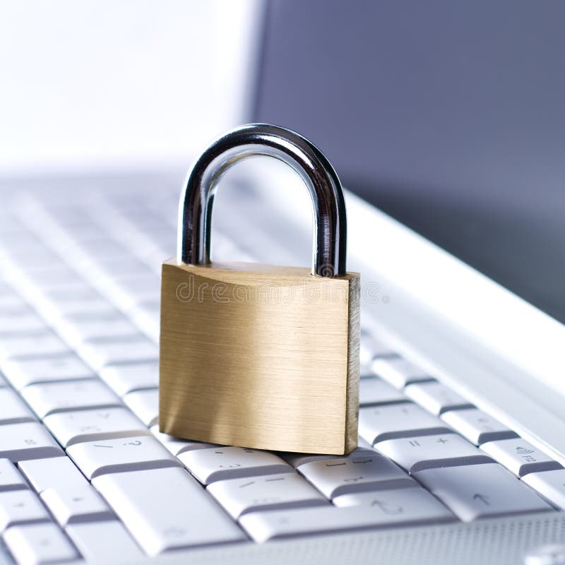 Security conception: lock on laptop. Lock button stock images, royalty-free photos and pictures