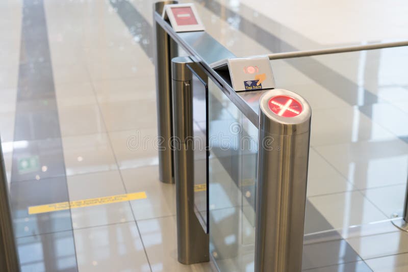 Security at an entrance gate with key card access control smart office building stock photos Security at an entrance gate with key card access control smart office building stock photos