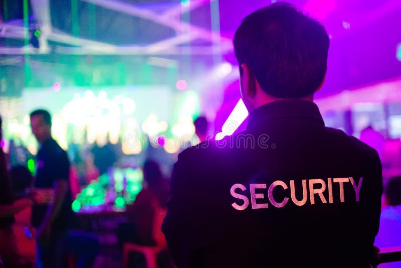 Security guard in night club. royalty free stock photography Security guard in night club. royalty free stock photography