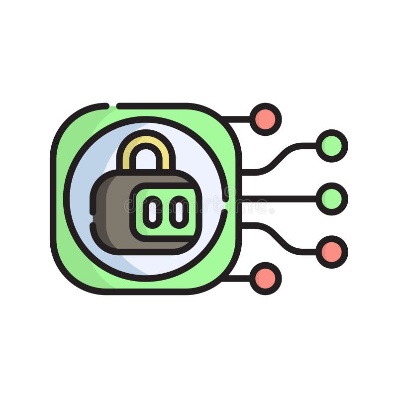 Security Icon Vector Illustration Flat Outline Cartoon Cyber Security