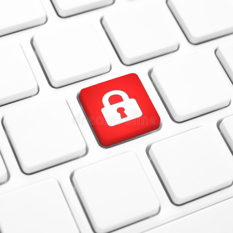 Security internet login concept, red lock button or key on a keyboard stock images Security internet login concept, red lock button or key on a keyboard stock images