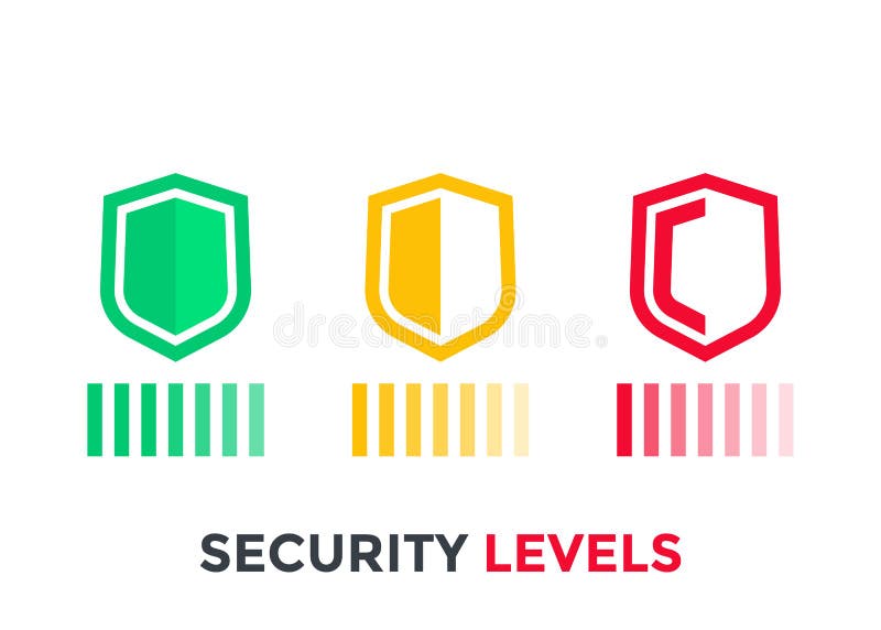 Security levels icons on white