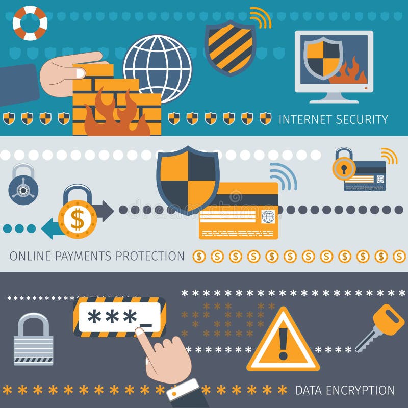 Security line banners set stock illustration