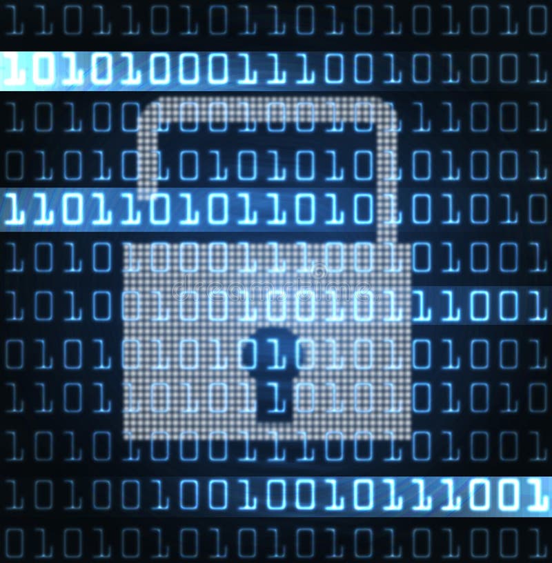 Security lock and binary code royalty free illustration