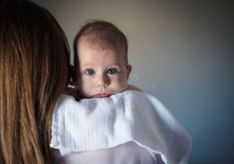 Security of mother`s shoulder stock images Security of mother`s shoulder stock images
