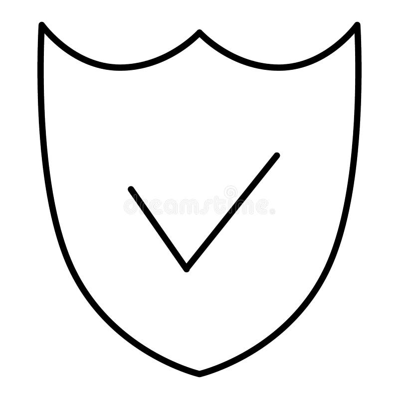 Security Shield Line Icon. Shield vector icon isolated on white. Flat thin outline style. Eps 10 stock illustration Security Shield Line Icon. Shield vector icon isolated on white. Flat thin outline style. Eps 10 stock illustration