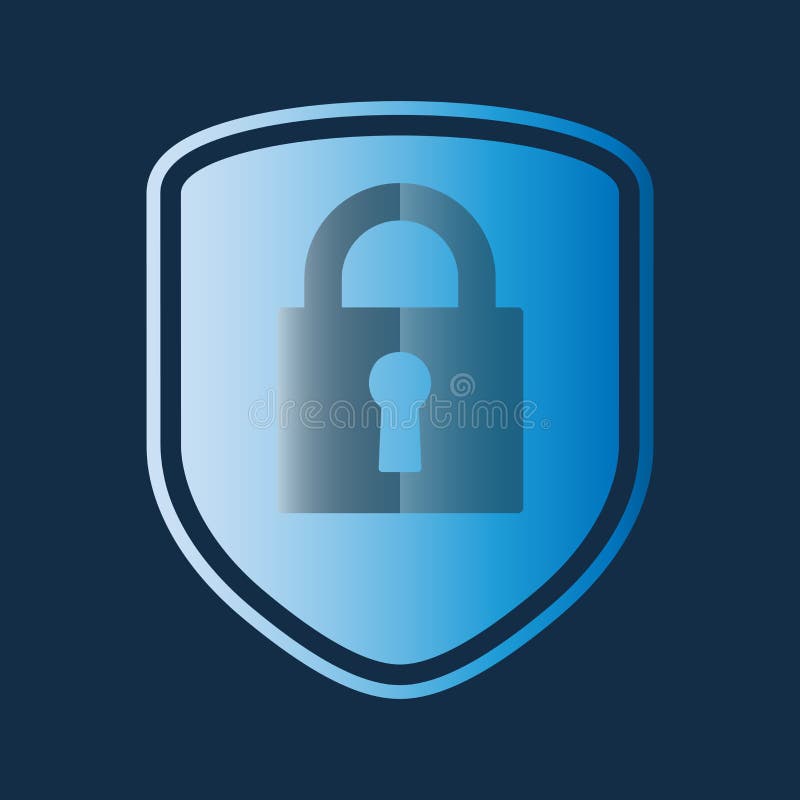 Security shield with padlock symbol vector illustration