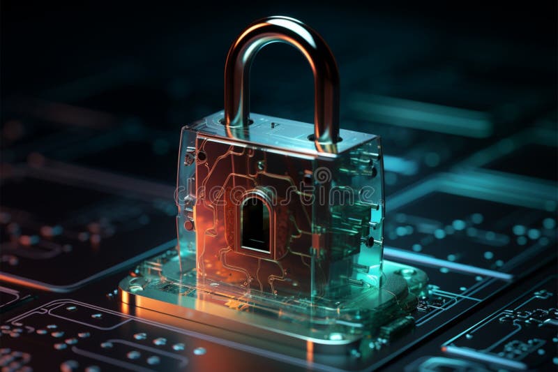 Security is symbolized by an abstract lock or key image vector illustration
